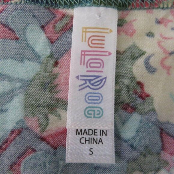 LuLaRoe S Perfect Tee Tunic Top Shirt Floral Lattice Blue Green Red Yellow Pink - Picture 11 of 11